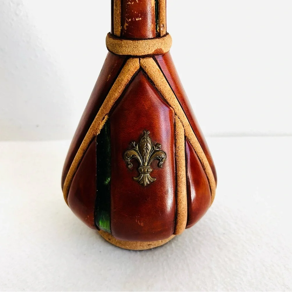 Vintage Italian Leather Wine Bottle Decanter
